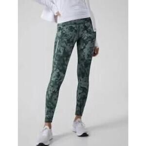 Athleta Rainier Tight Spliced Floral Minimalistic Grey Green Extra Small XS